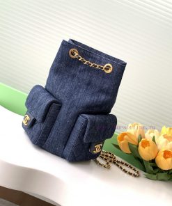 Chanel Bag 25C Early Spring Vacation Series Denim Backpack Shoulder Straps Still Leather Cha xagorffo
