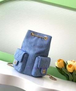 Chanel Bag 25C Early Spring Vacation Series Denim Cowboy Backpack Shoulder Strap Still Leath h6ccxgwv