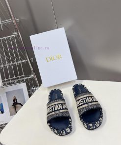 Top tierDior Classic Cotton 3D Stereoscopic Embroidery Printed Thick Bottom Cool Slippers Lok38b60ig