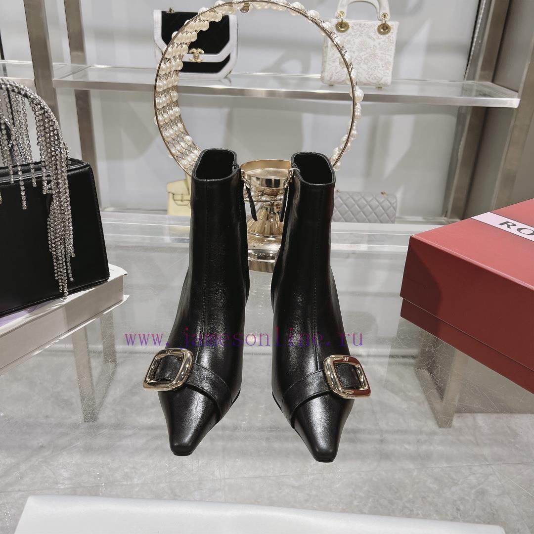 𝐑𝐨𝐠𝐞𝐫𝐕𝐢𝐯𝐢 * 24 New RV Women's Shoes Viv Choc Metal Buckle Thin Heel Short Boots RV's new boo57irajdt - Image 2