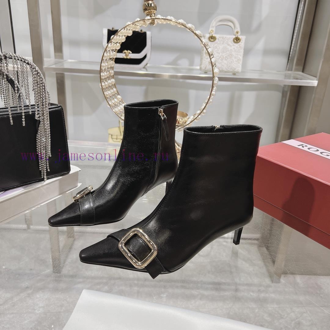 𝐑𝐨𝐠𝐞𝐫𝐕𝐢𝐯𝐢 * 24 New RV Women's Shoes Viv Choc Metal Buckle Thin Heel Short Boots RV's new boo57irajdt - Image 4