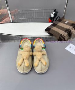 UGG cotton slippers bear snow boots with playful and cute versatile designs, UGG flat bottom5bogv4li