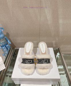 Leather foot pad 8cm white uniform-23Ss Autumn/Winter New Dior One Word Hairy Slippers Colley2hlz7iq