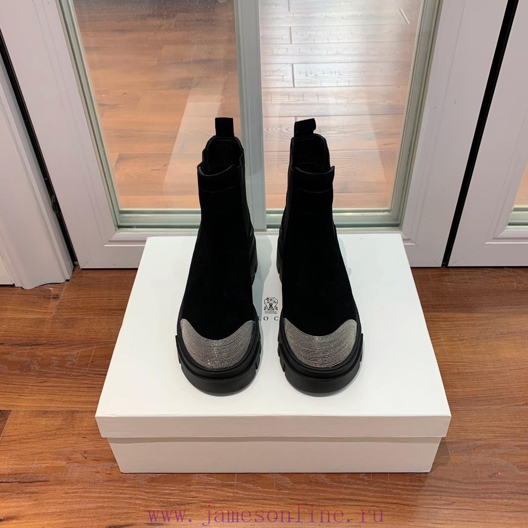 BRUNELL * CUCINELL * One foot short boot material upper made of cow suede sheepskin lining, 66iits34 - Image 2