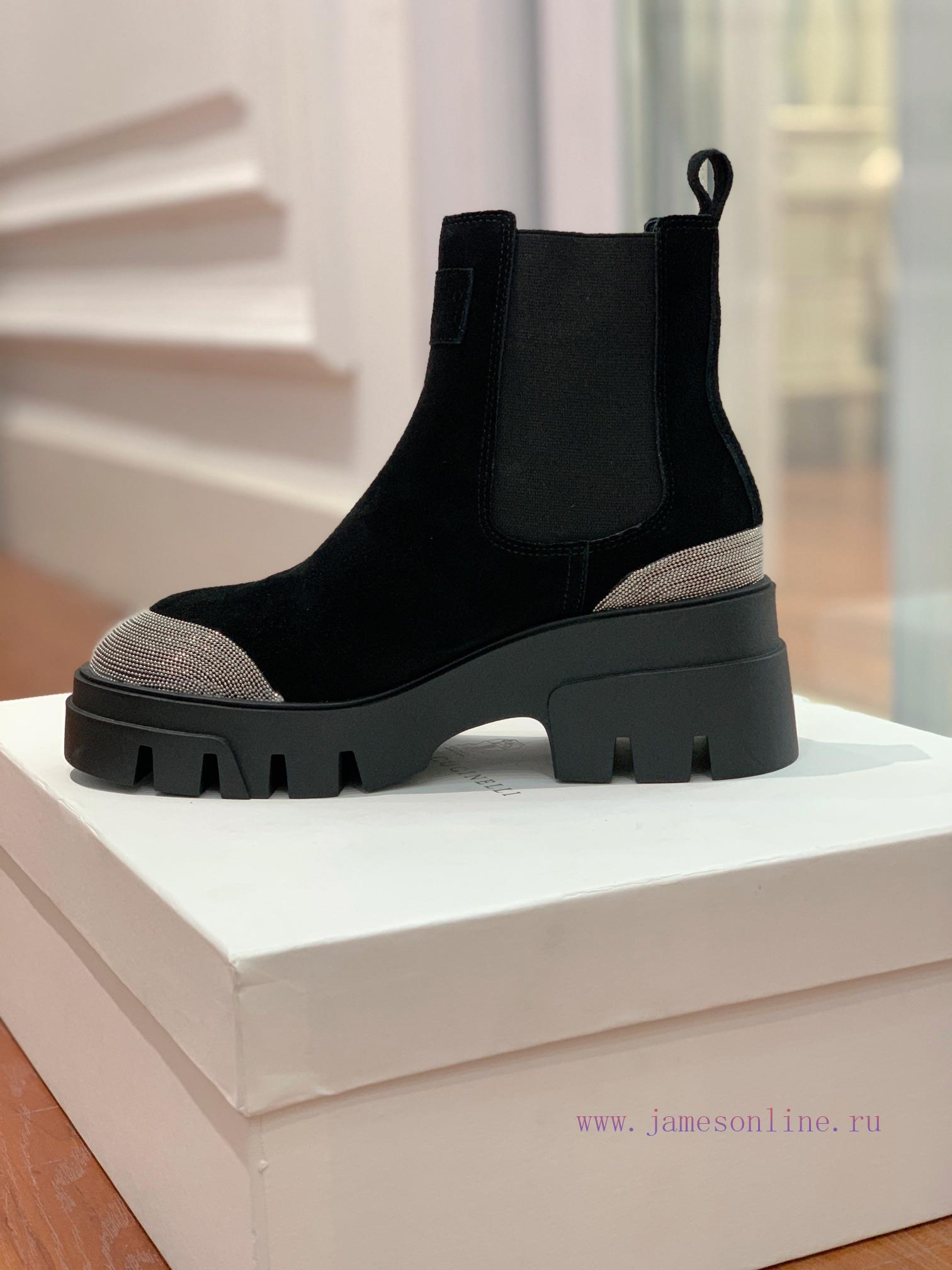 BRUNELL * CUCINELL * One foot short boot material upper made of cow suede sheepskin lining, 66iits34 - Image 7