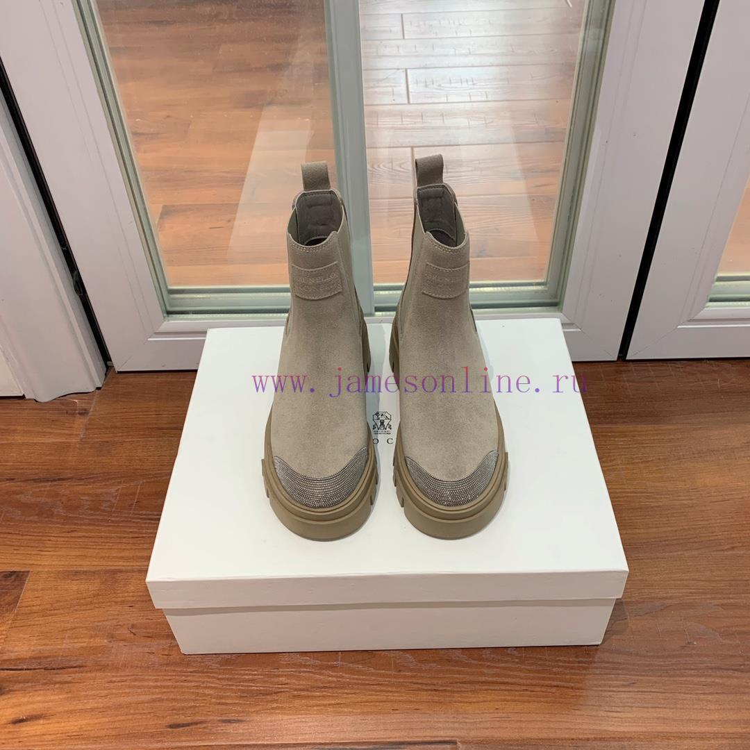 BRUNELL * CUCINELL * One foot short boot material upper made of cow suede sheepskin lining, hbvronn7 - Image 2