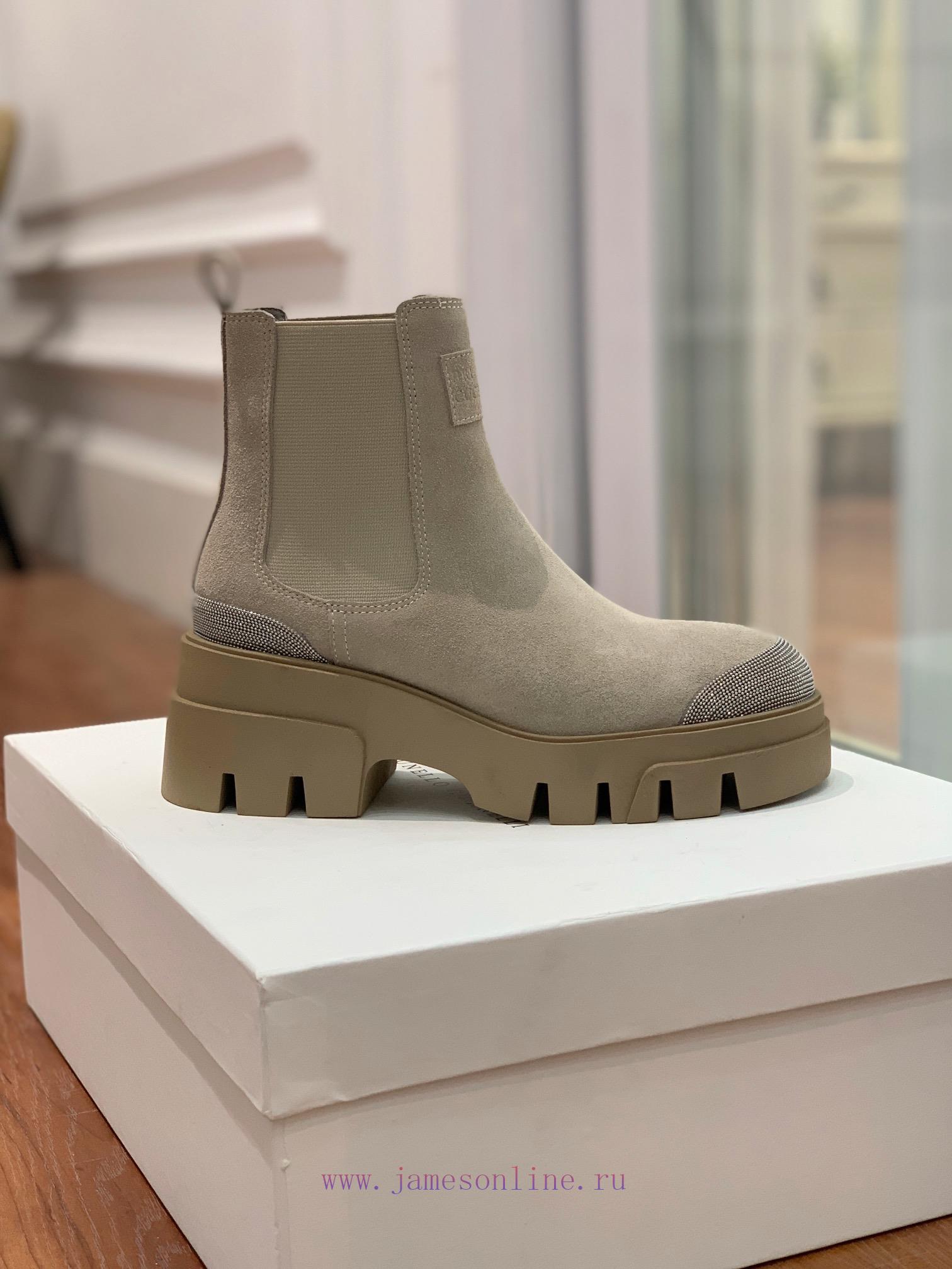 BRUNELL * CUCINELL * One foot short boot material upper made of cow suede sheepskin lining, hbvronn7 - Image 6