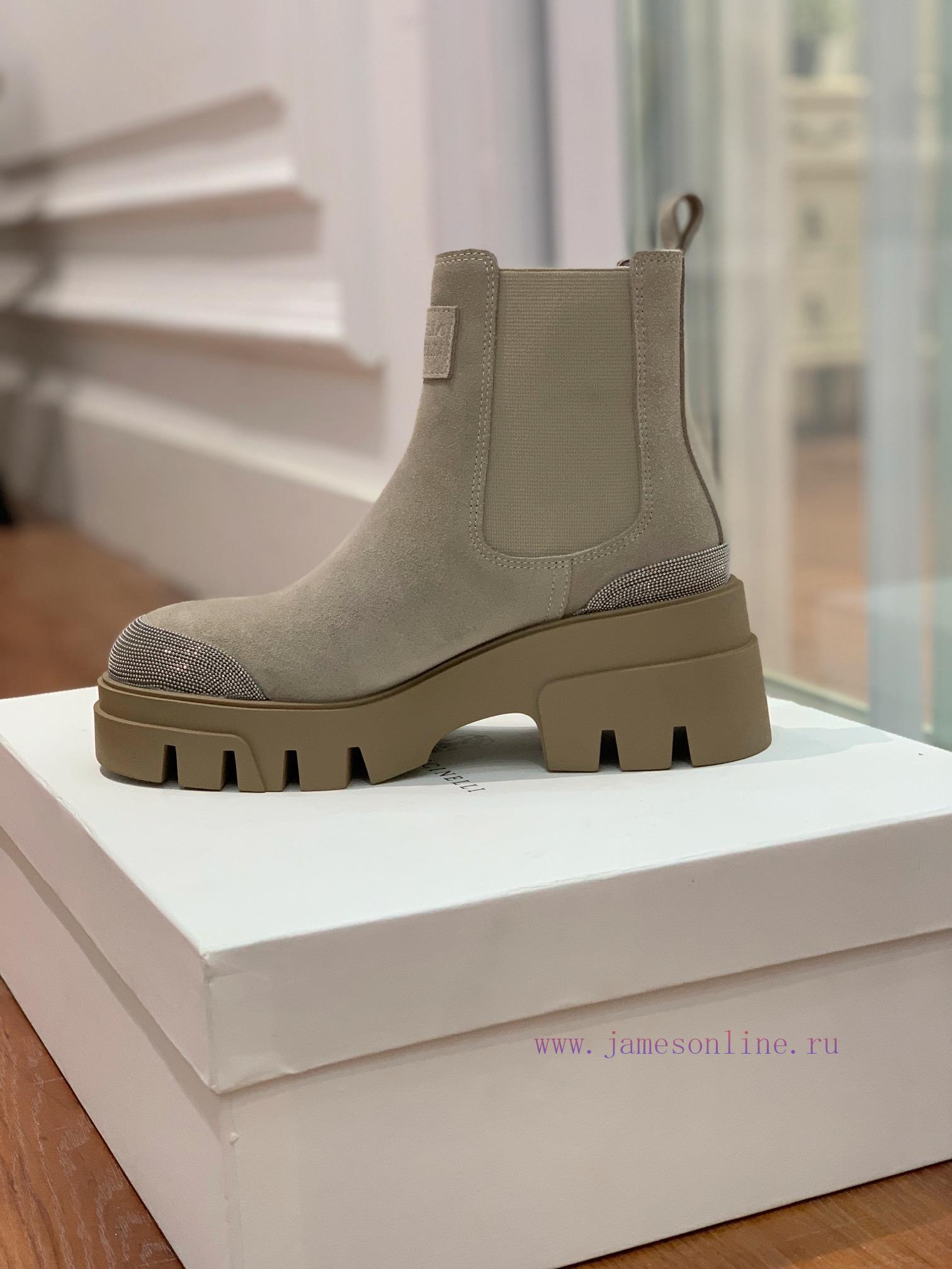 BRUNELL * CUCINELL * One foot short boot material upper made of cow suede sheepskin lining, hbvronn7 - Image 7