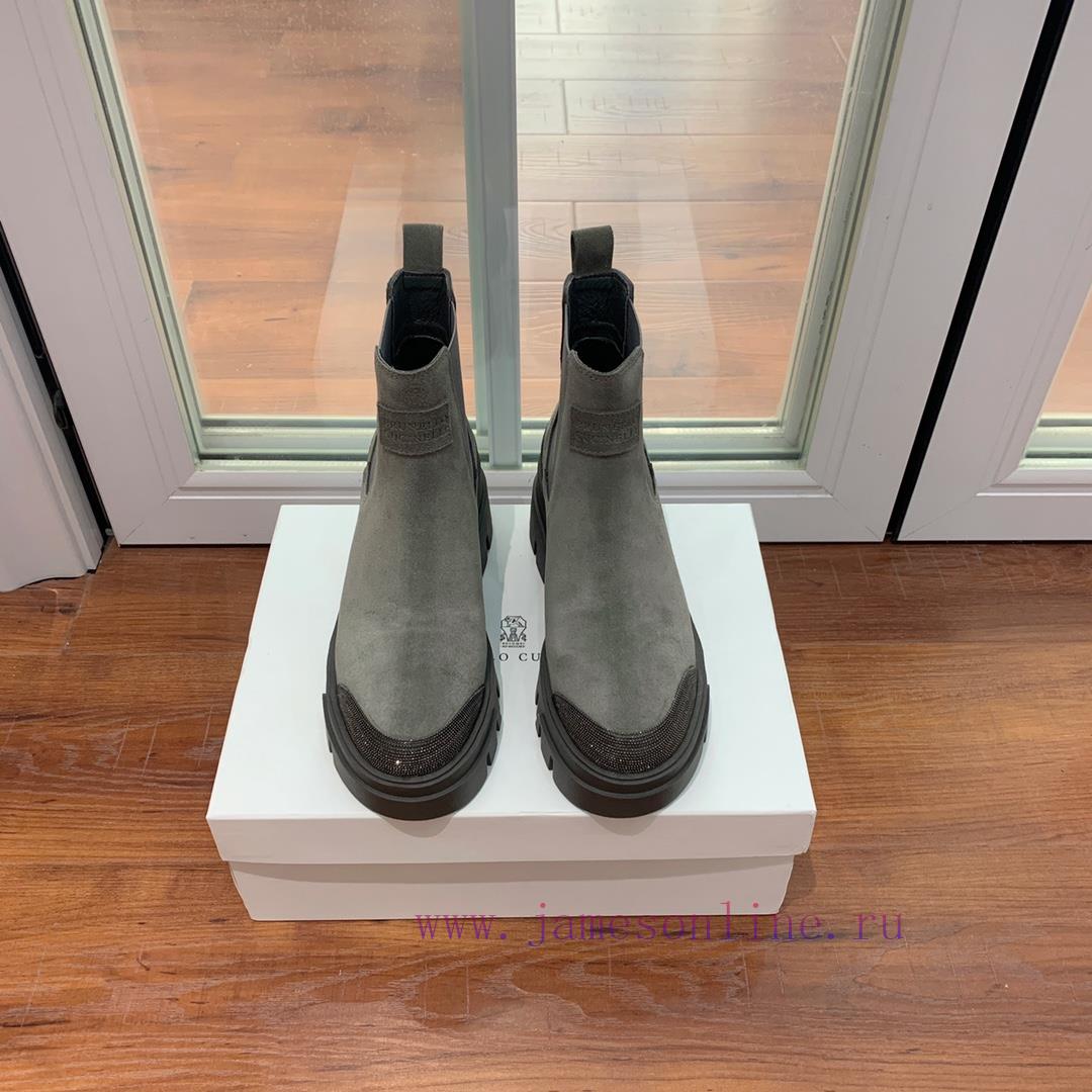 BRUNELL * CUCINELL * One foot short boot material upper made of cow suede sheepskin lining, 2cl9vxc4 - Image 2