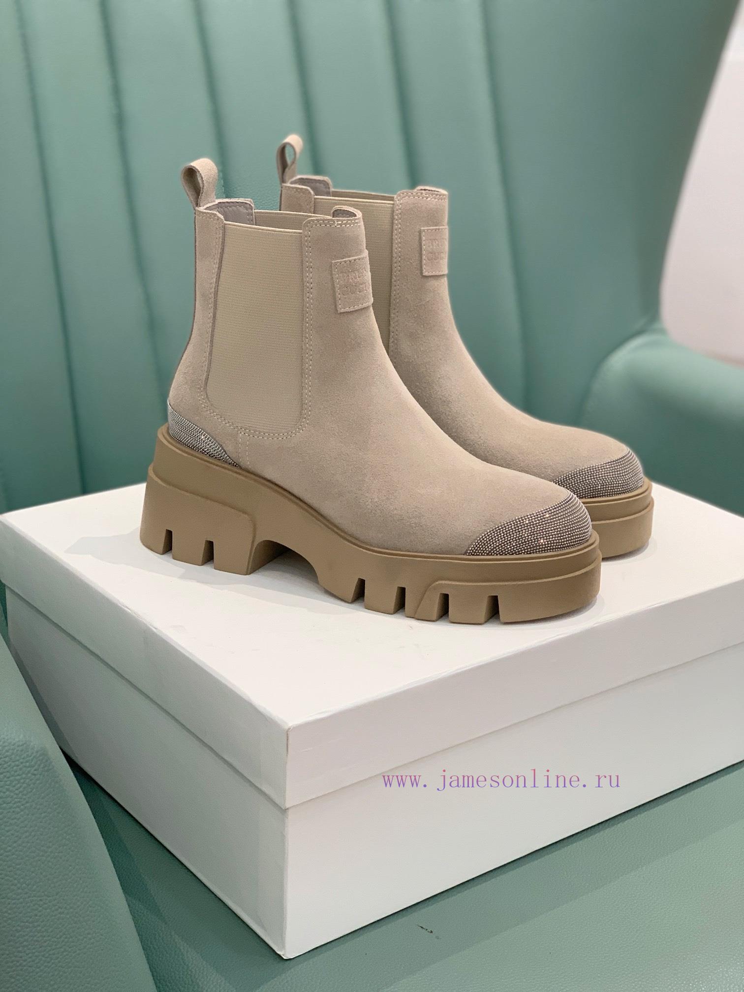 BRUNELL * CUCINELL * One foot short boot material upper made of cow suede sheepskin lining, hbvronn7 - Image 8