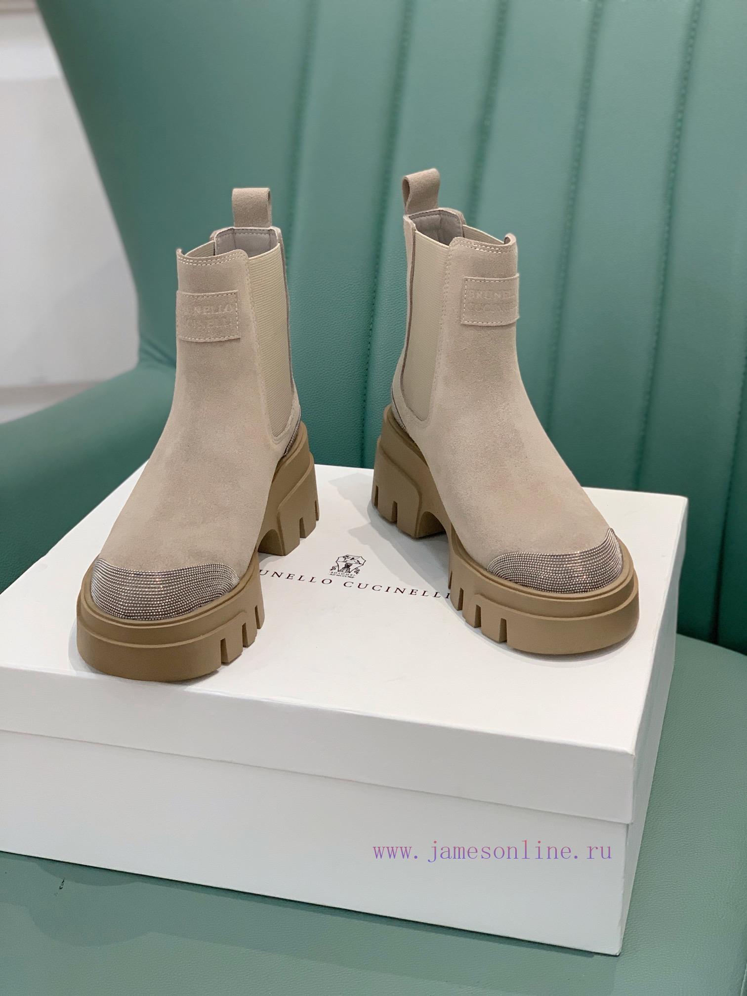 BRUNELL * CUCINELL * One foot short boot material upper made of cow suede sheepskin lining, hbvronn7 - Image 9