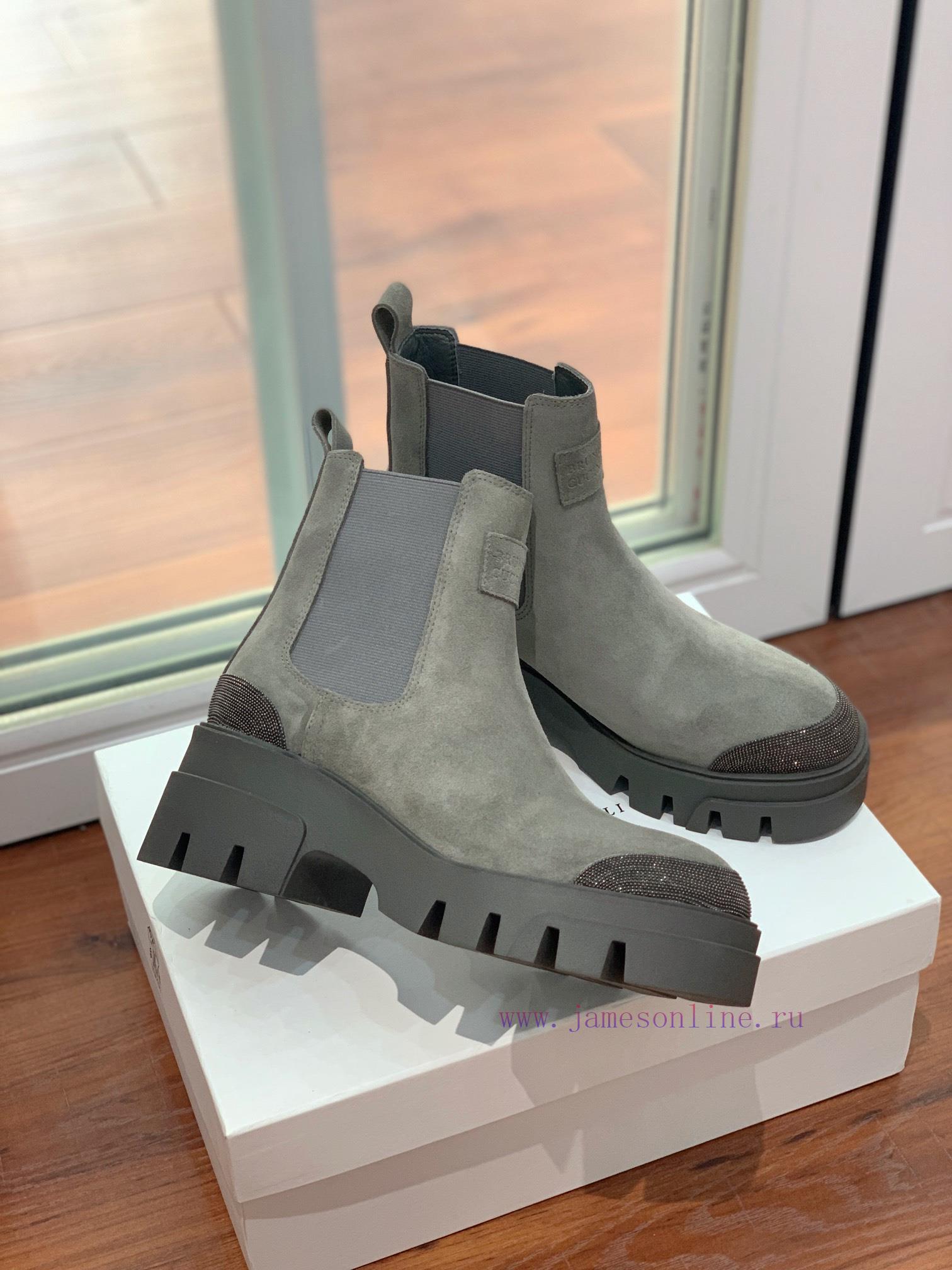 BRUNELL * CUCINELL * One foot short boot material upper made of cow suede sheepskin lining, 2cl9vxc4 - Image 5