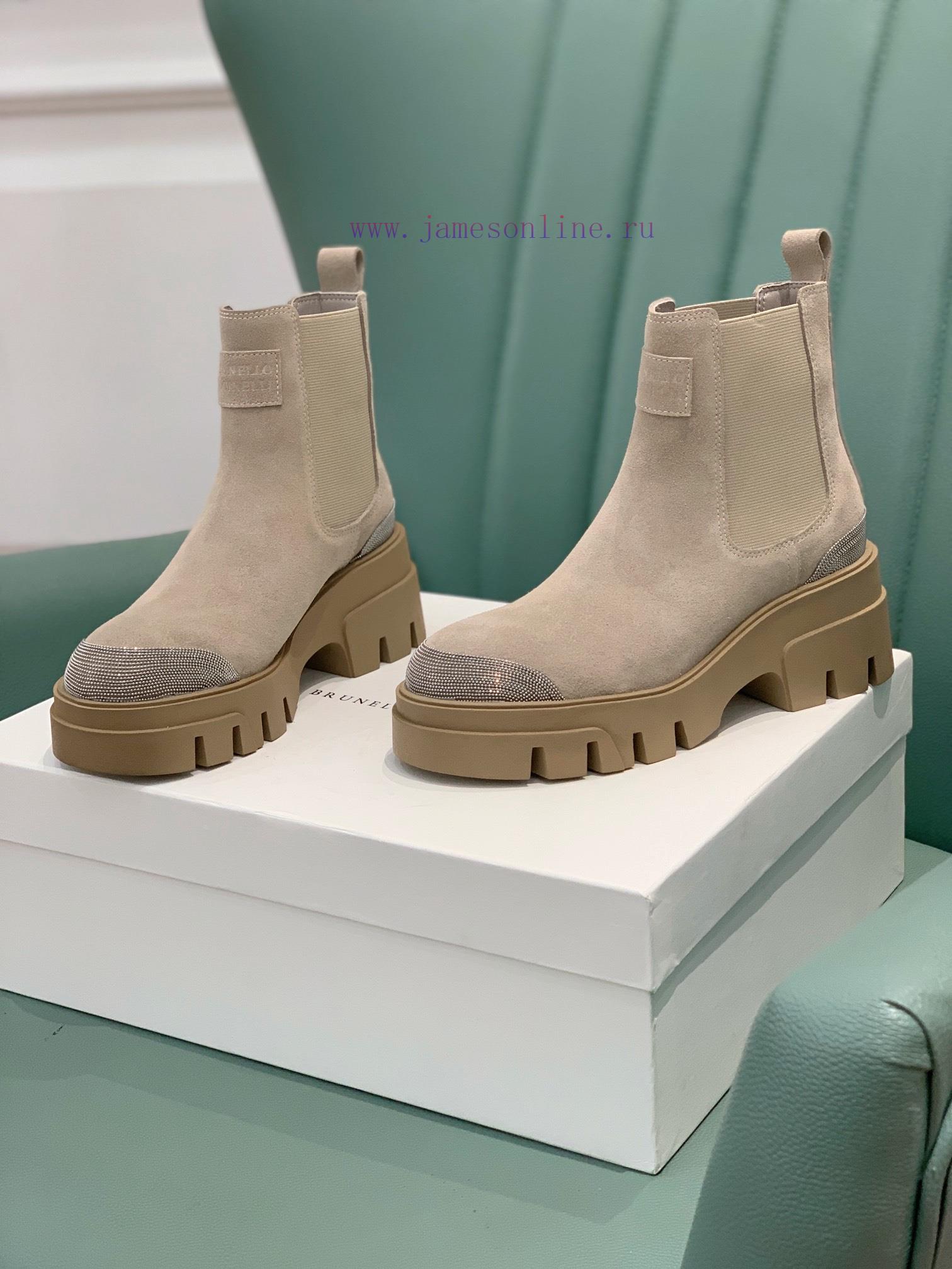BRUNELL * CUCINELL * One foot short boot material upper made of cow suede sheepskin lining, hbvronn7 - Image 10