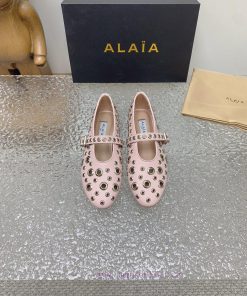 ALAIA chicken eye buttoned hole shoes, ALAIA 24SS French fairy ballet flat dance shoesAzzedi9orgk731