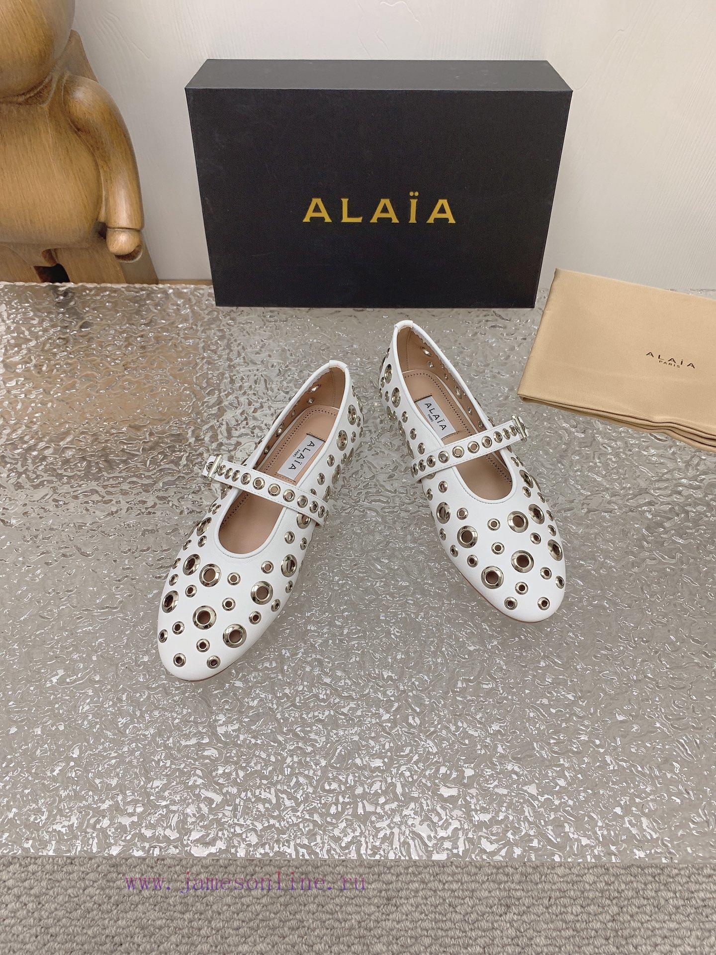 ALAIA chicken eye buttoned hole shoes, ALAIA 24SS French fairy ballet flat dance shoesAzzedih9mq3ghk - Image 4