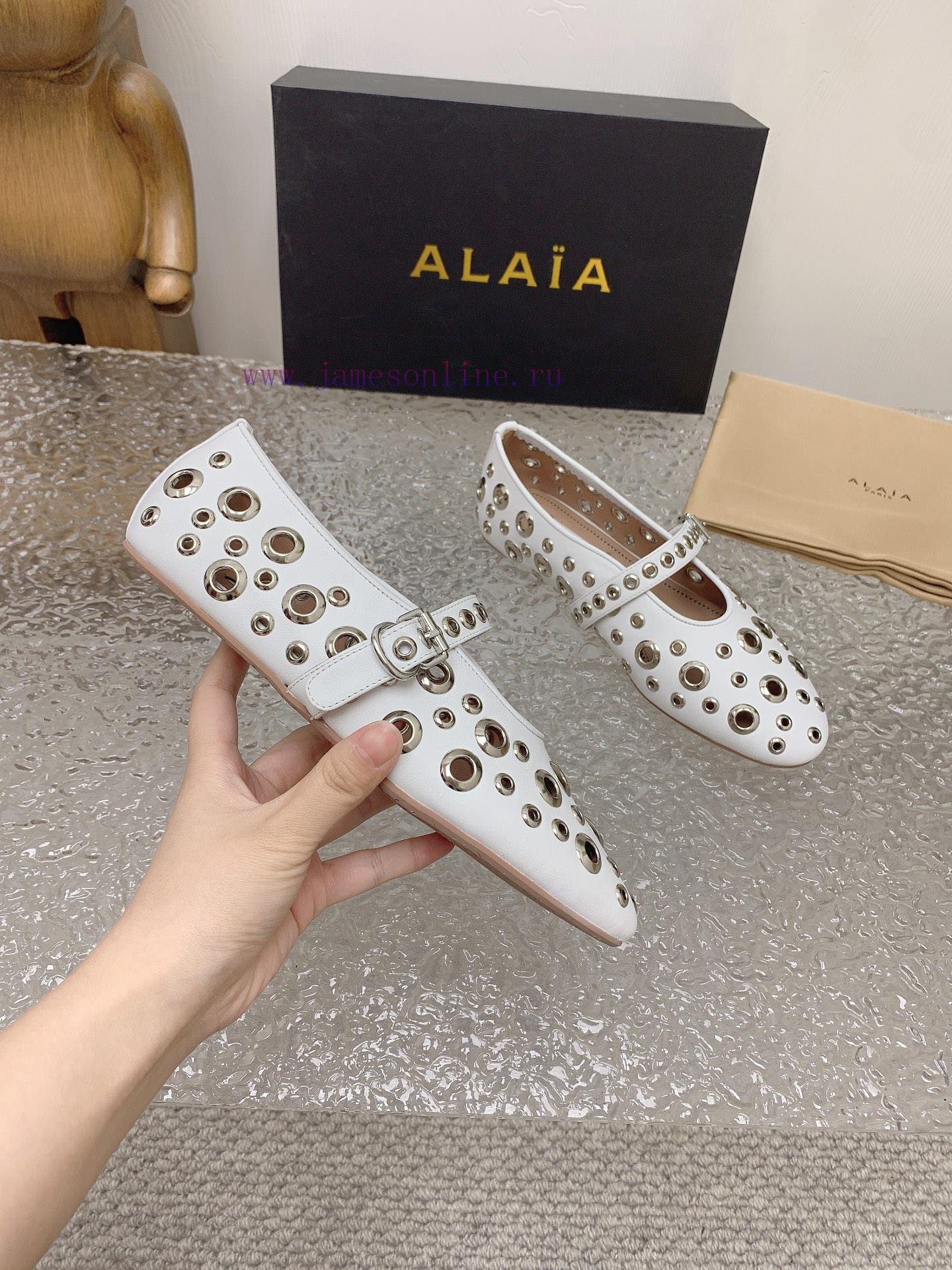 ALAIA chicken eye buttoned hole shoes, ALAIA 24SS French fairy ballet flat dance shoesAzzedih9mq3ghk - Image 5