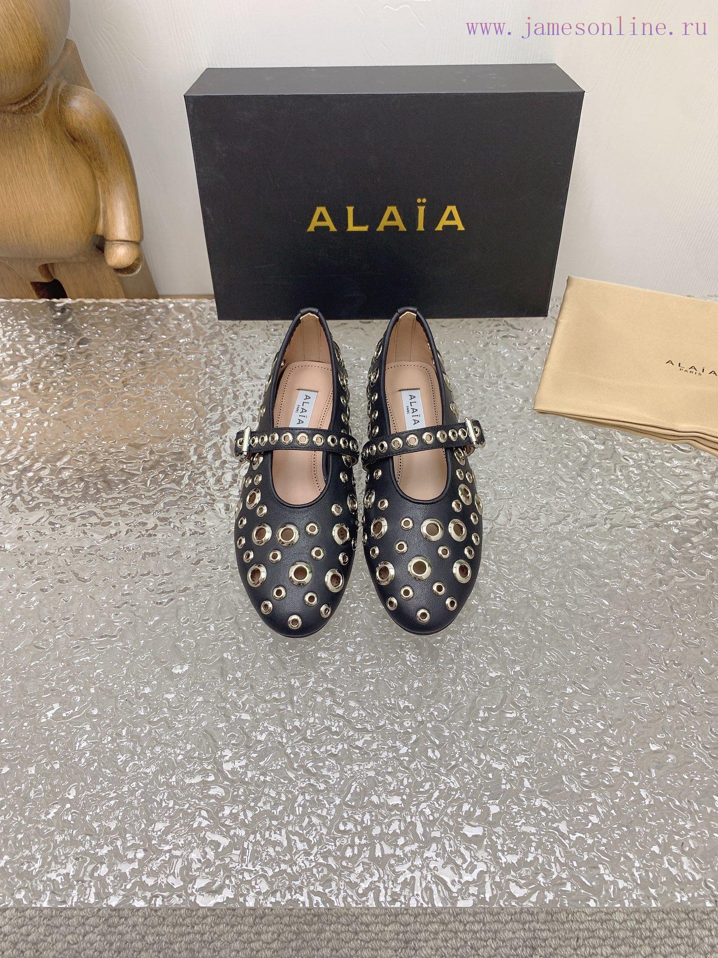 ALAIA chicken eye buttoned hole shoes, ALAIA 24SS French fairy ballet flat dance shoesAzzediuguun04e - Image 2