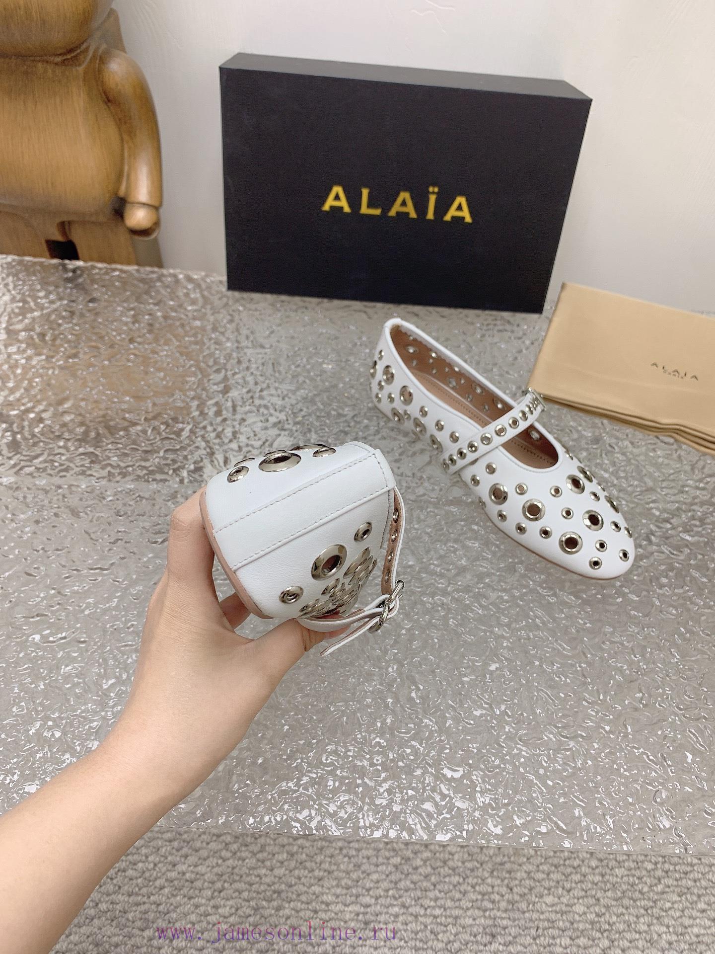 ALAIA chicken eye buttoned hole shoes, ALAIA 24SS French fairy ballet flat dance shoesAzzedih9mq3ghk - Image 6