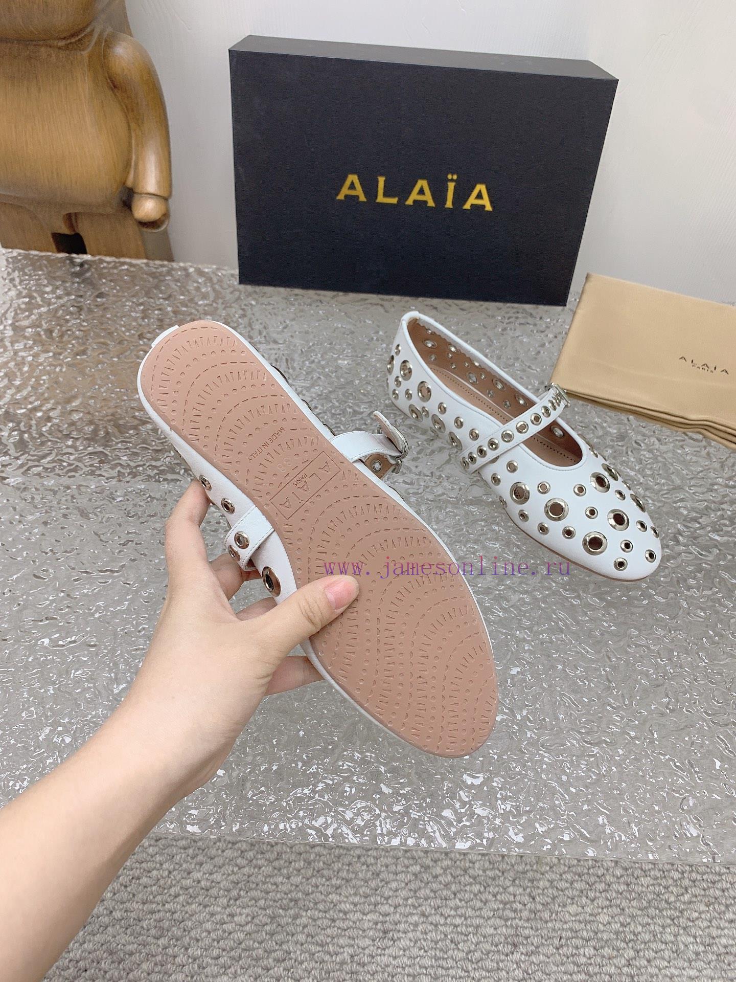 ALAIA chicken eye buttoned hole shoes, ALAIA 24SS French fairy ballet flat dance shoesAzzedih9mq3ghk - Image 7