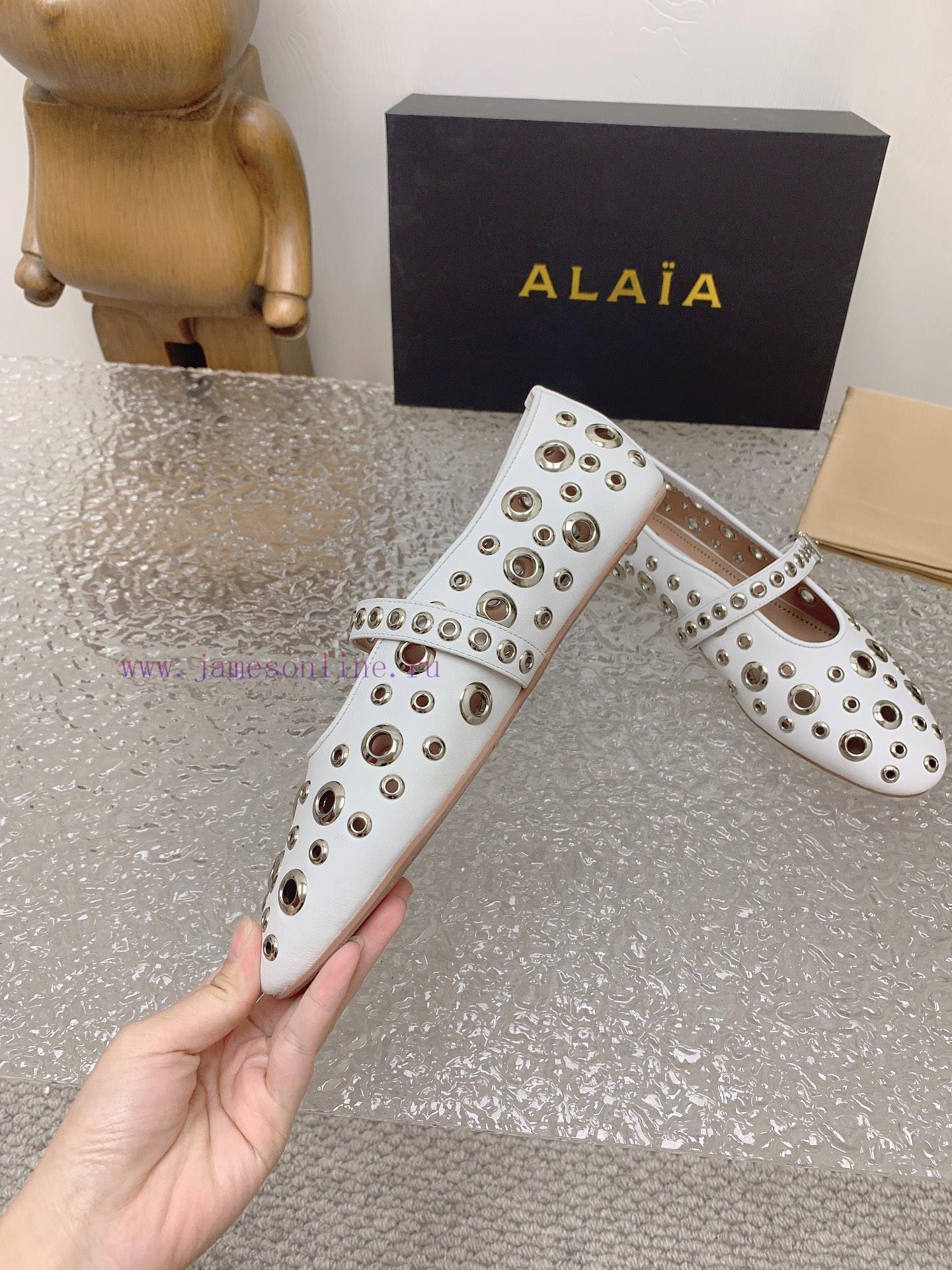 ALAIA chicken eye buttoned hole shoes, ALAIA 24SS French fairy ballet flat dance shoesAzzedih9mq3ghk - Image 8