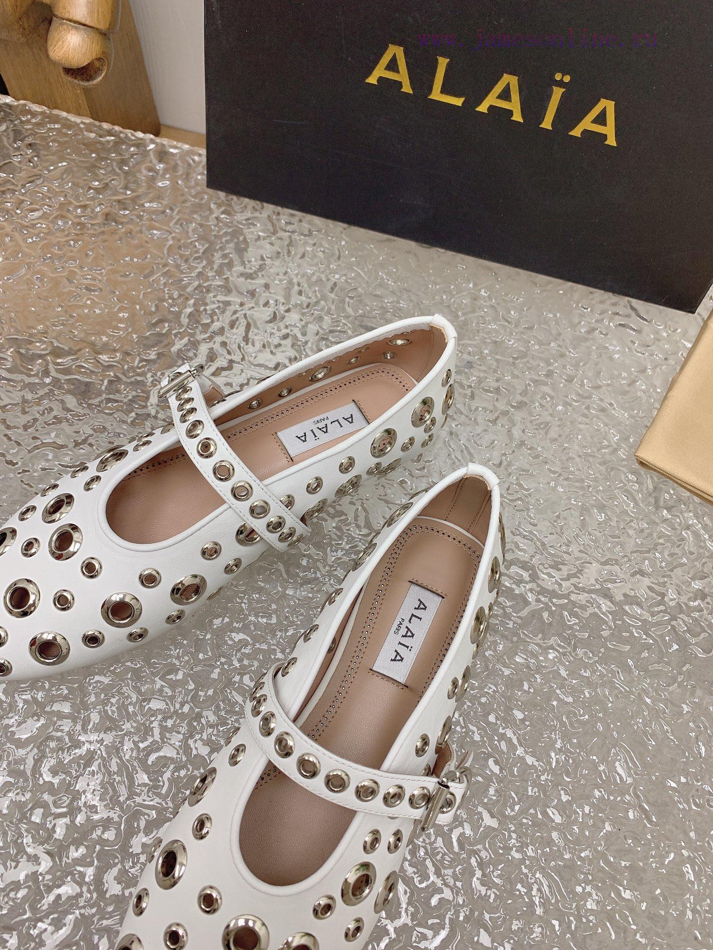 ALAIA chicken eye buttoned hole shoes, ALAIA 24SS French fairy ballet flat dance shoesAzzedih9mq3ghk - Image 9