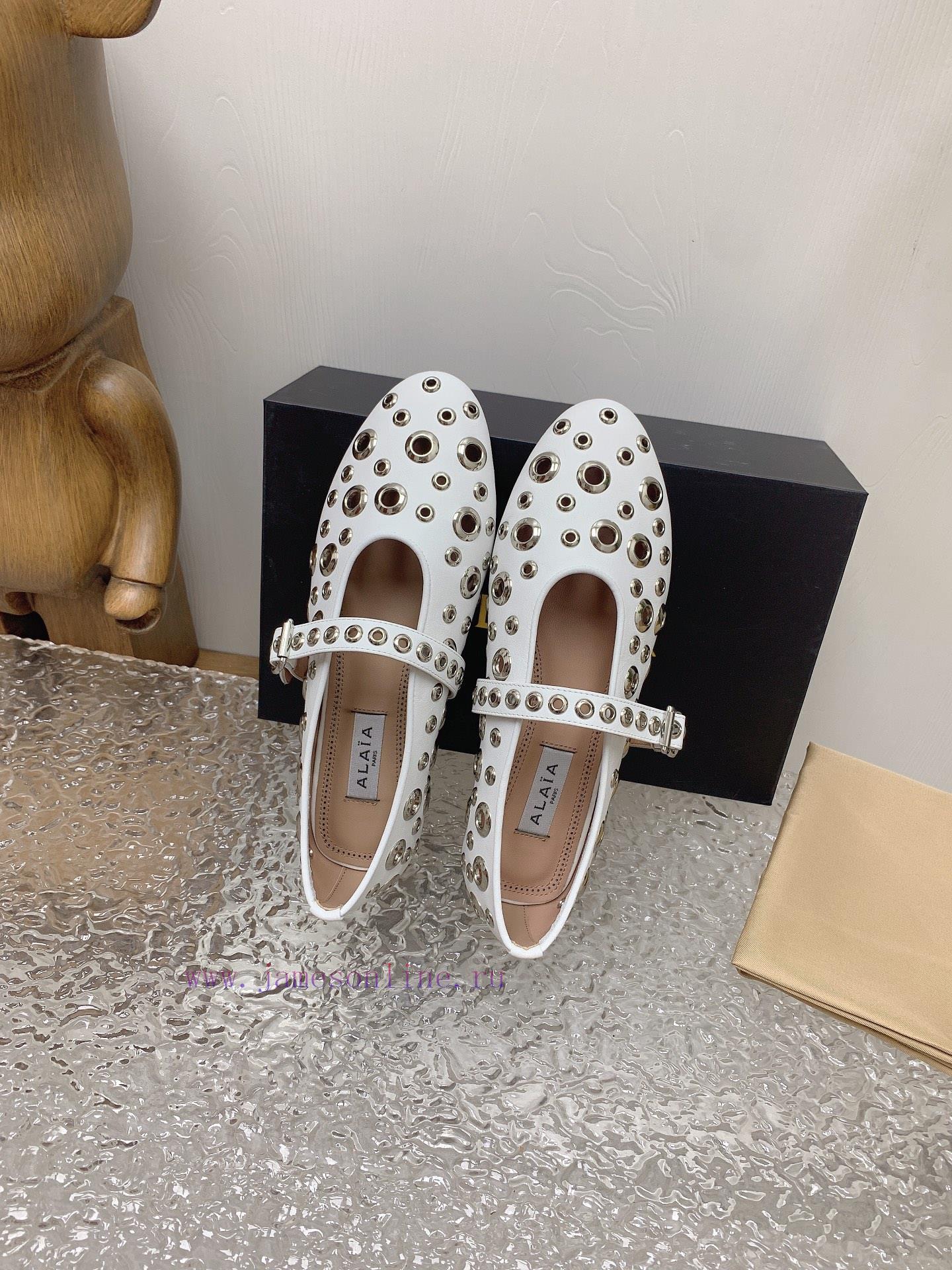 ALAIA chicken eye buttoned hole shoes, ALAIA 24SS French fairy ballet flat dance shoesAzzedih9mq3ghk - Image 10