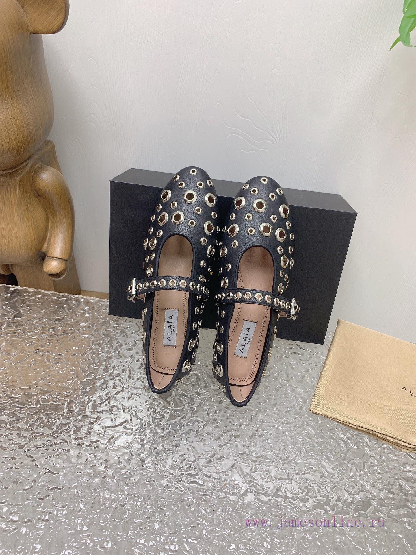 ALAIA chicken eye buttoned hole shoes, ALAIA 24SS French fairy ballet flat dance shoesAzzediuguun04e - Image 10
