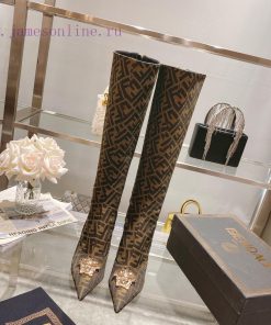 Fendi&Versace Joint CollectionLong boots 16 inchesReal leather bottom𝐧𝐞𝐰 Show style Fendi Duvj8i686m