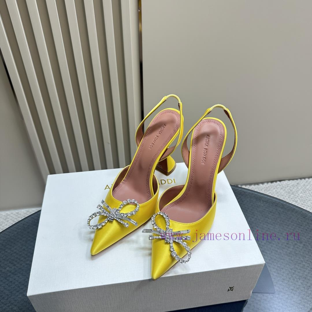 Amina Muaddi Sparkling Diamond Bow Beautiful Fashion ShoesAuthentic 11 Remastered Top Qualitbk2ucn31 - Image 5