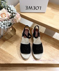 Brand LoeweLOEWE (Roewe) Slope heeled Fisherman's Shoes for Women, Canvas and Cow LeatherAnauwh7b99a