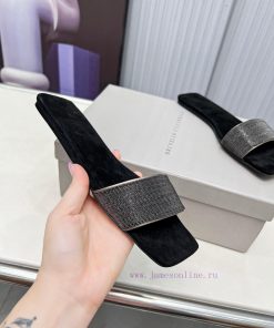 Brunello Cucinelli B C sandals are now available in new stylesImported cashmere fabric with nerptx2z