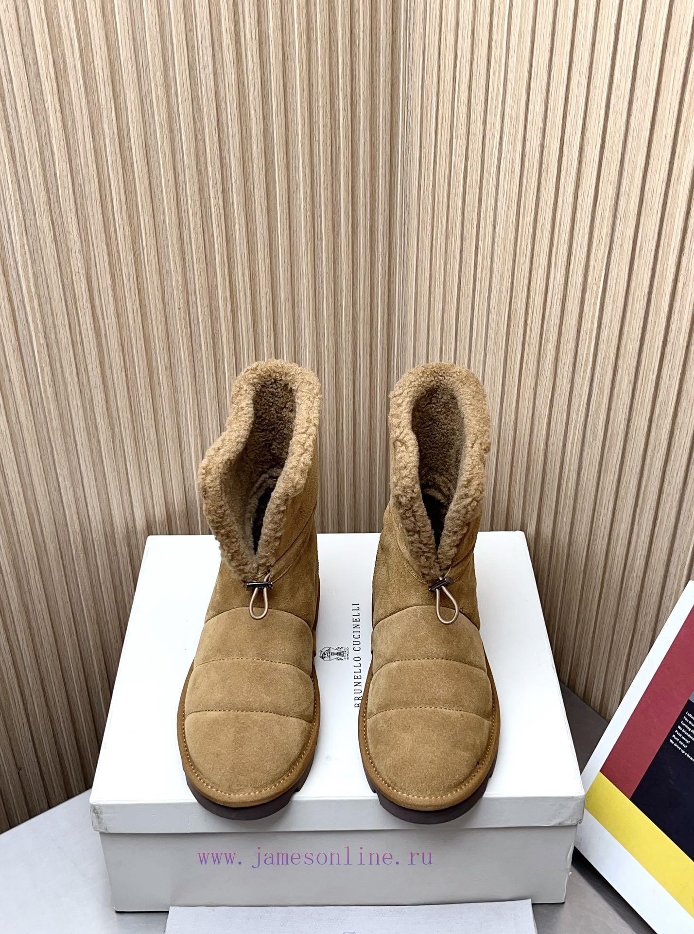 Top tierBrunello Cucinelli 24ss Winter New Snow Boots Lamb Bun BootsBC has an authentic Ital3g9rlf94 - Image 3