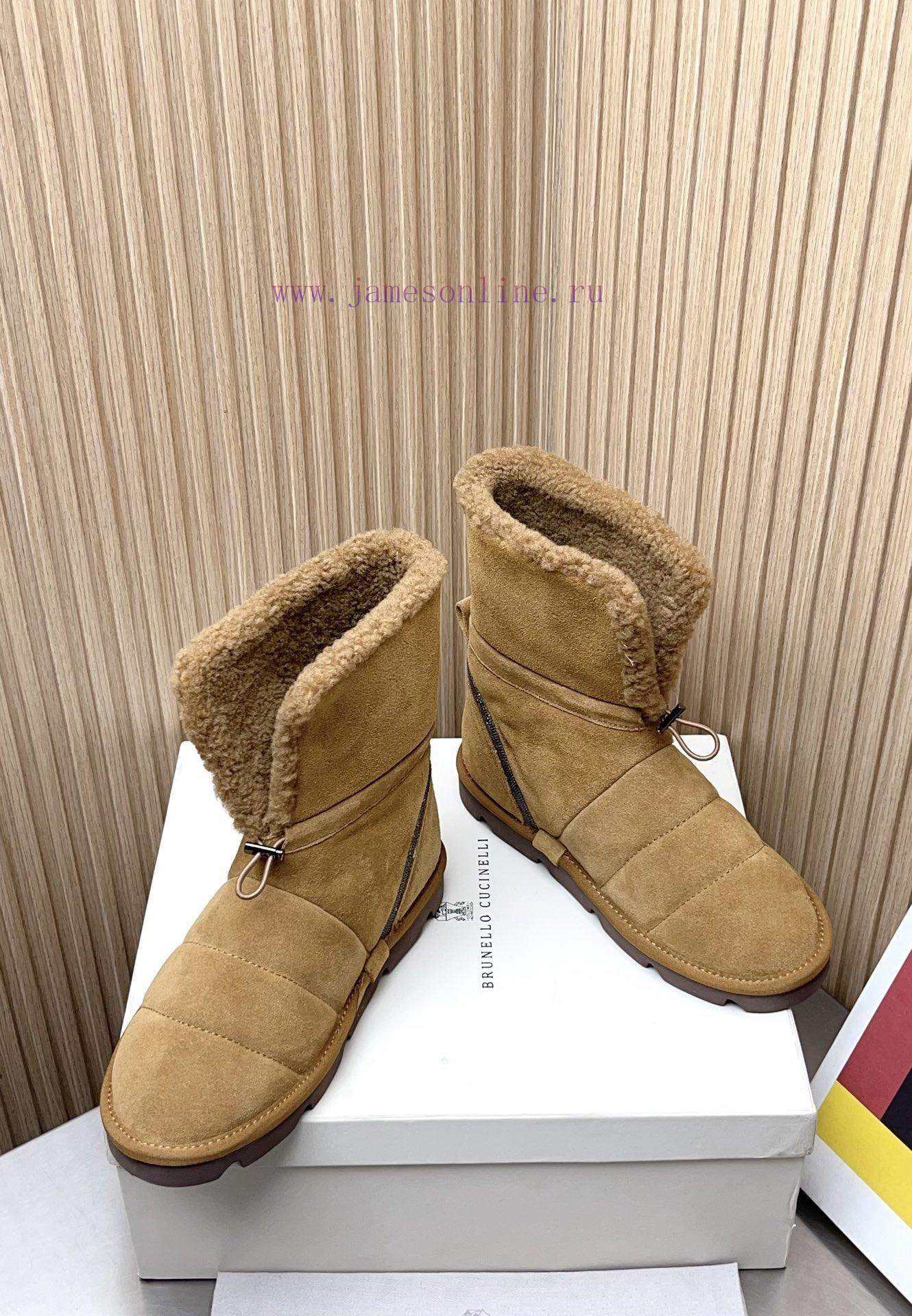 Top tierBrunello Cucinelli 24ss Winter New Snow Boots Lamb Bun BootsBC has an authentic Ital3g9rlf94 - Image 4