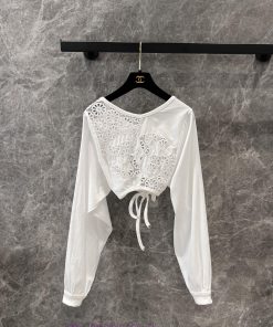 ZT61071 Chanel 25Ss Spring/Summer New Heavy Industry Hollow Out Back Short Long Sleeve Top | YB 7lsesuro