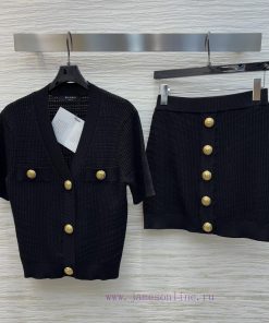 CT77523 Balman 25 Spring/Summer Slim Fit V-neck Knitted Set V-neck Short Sleeve Cardigan+Arm Hu dntlt9sb