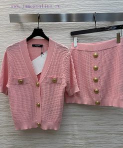 CT77523 Balman 25 Spring/Summer Slim Fit V-neck Knitted Set V-neck Short Sleeve Cardigan+Arm Hu ce2byxlb