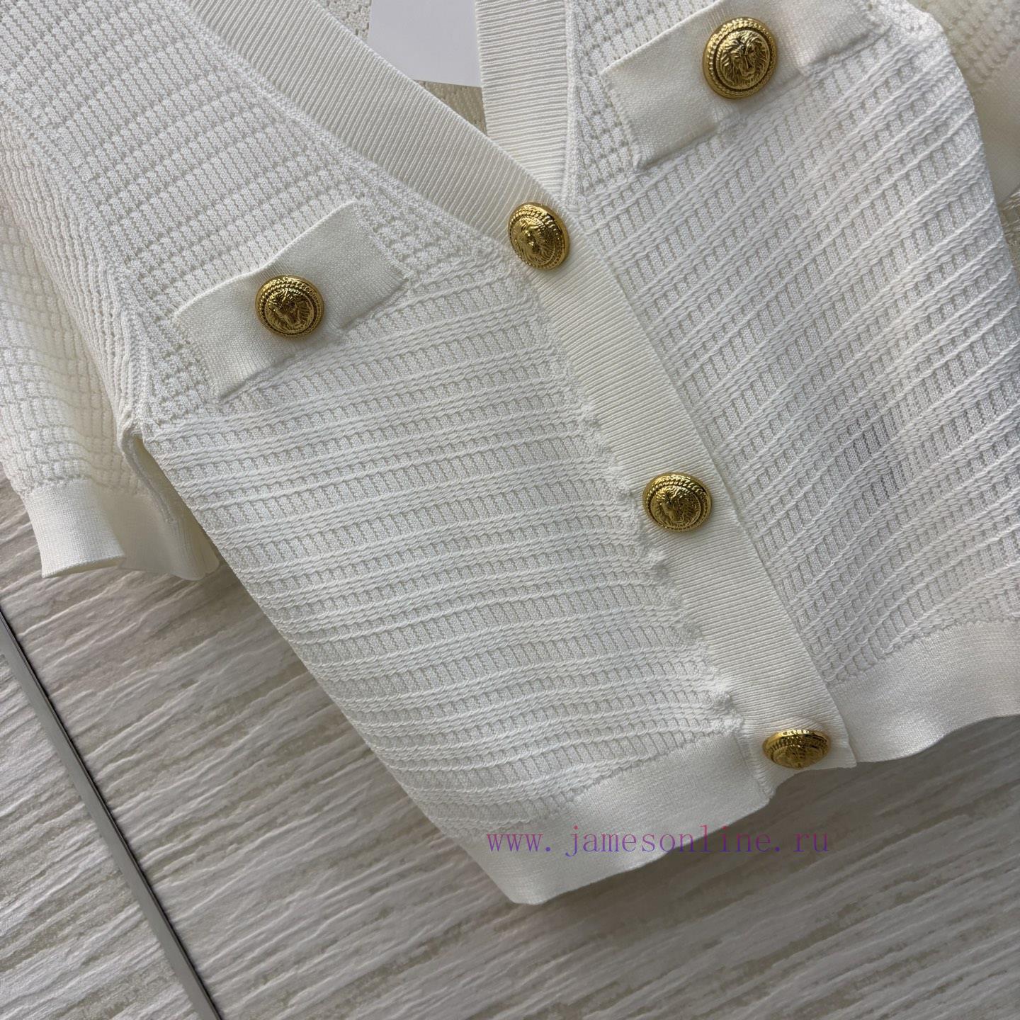 CT77523 Balman 25 Spring/Summer Slim Fit V-neck Knitted Set V-neck Short Sleeve Cardigan+Arm Hu lb0oz5e5 - Image 7