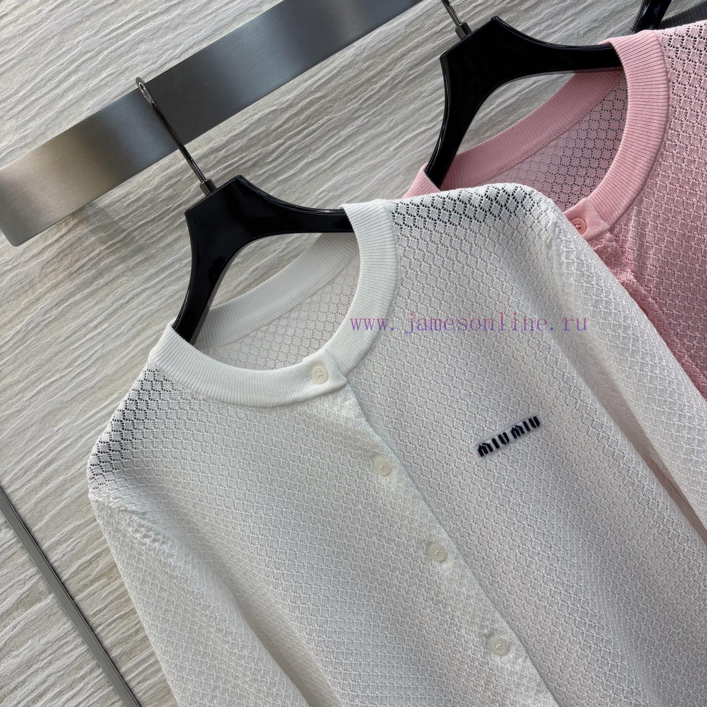 CW77527 Miu Miu Miu Miu 25 Spring/Summer New Hollow Knitted Cardigan Is A Must-have Casual Item sd92vplm - Image 3