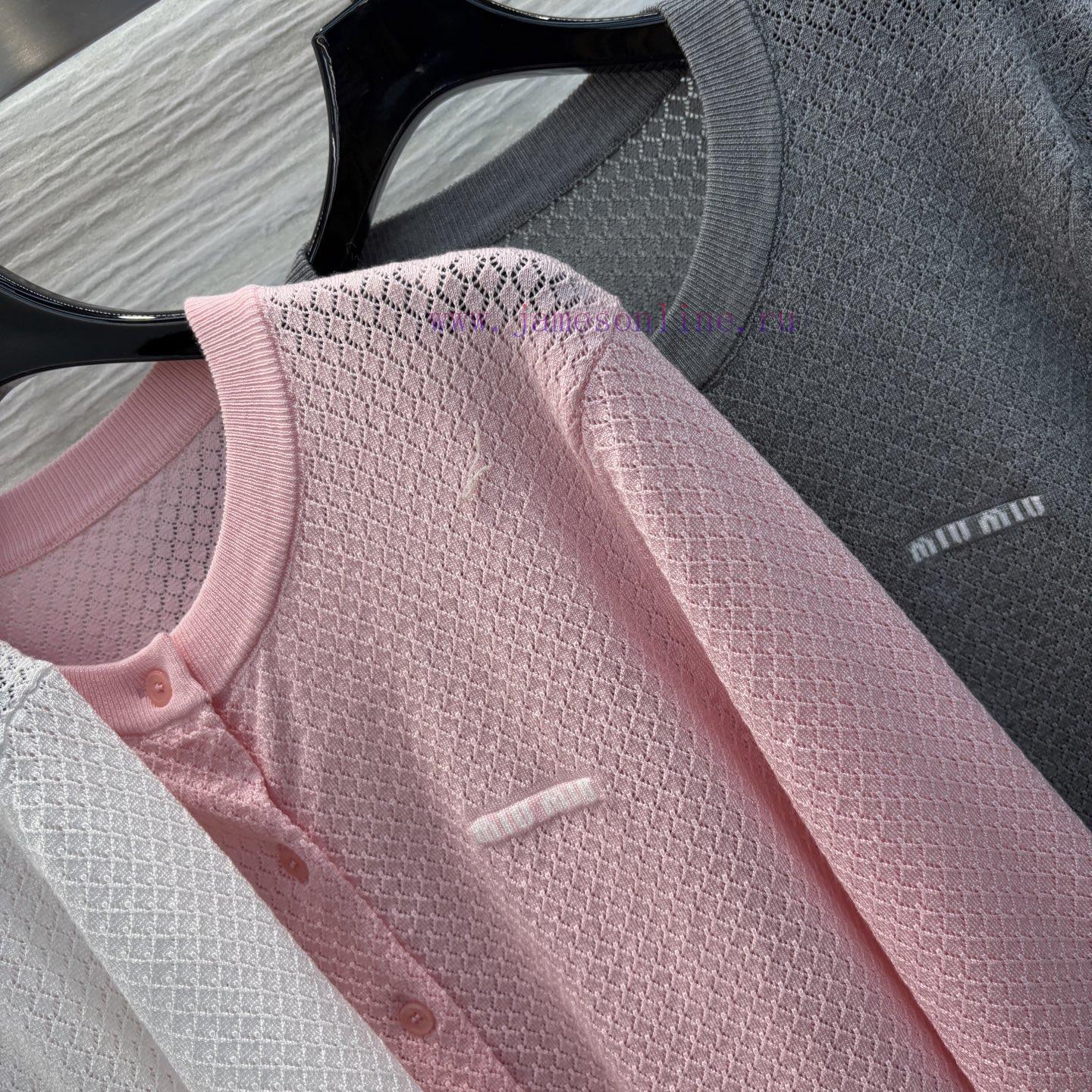 CW77527 Miu Miu Miu Miu 25 Spring/Summer New Hollow Knitted Cardigan Is A Must-have Casual Item sd92vplm - Image 4