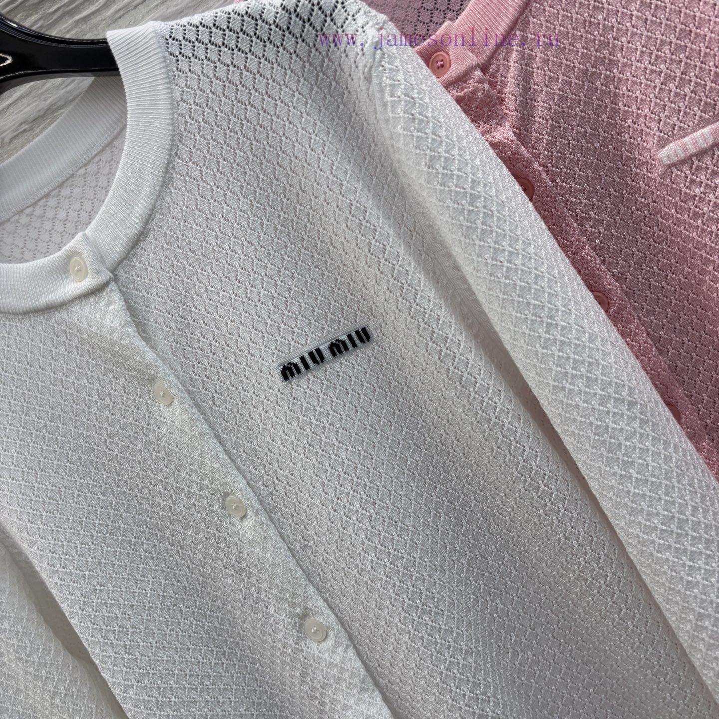 CW77527 Miu Miu Miu Miu 25 Spring/Summer New Hollow Knitted Cardigan Is A Must-have Casual Item sd92vplm - Image 5