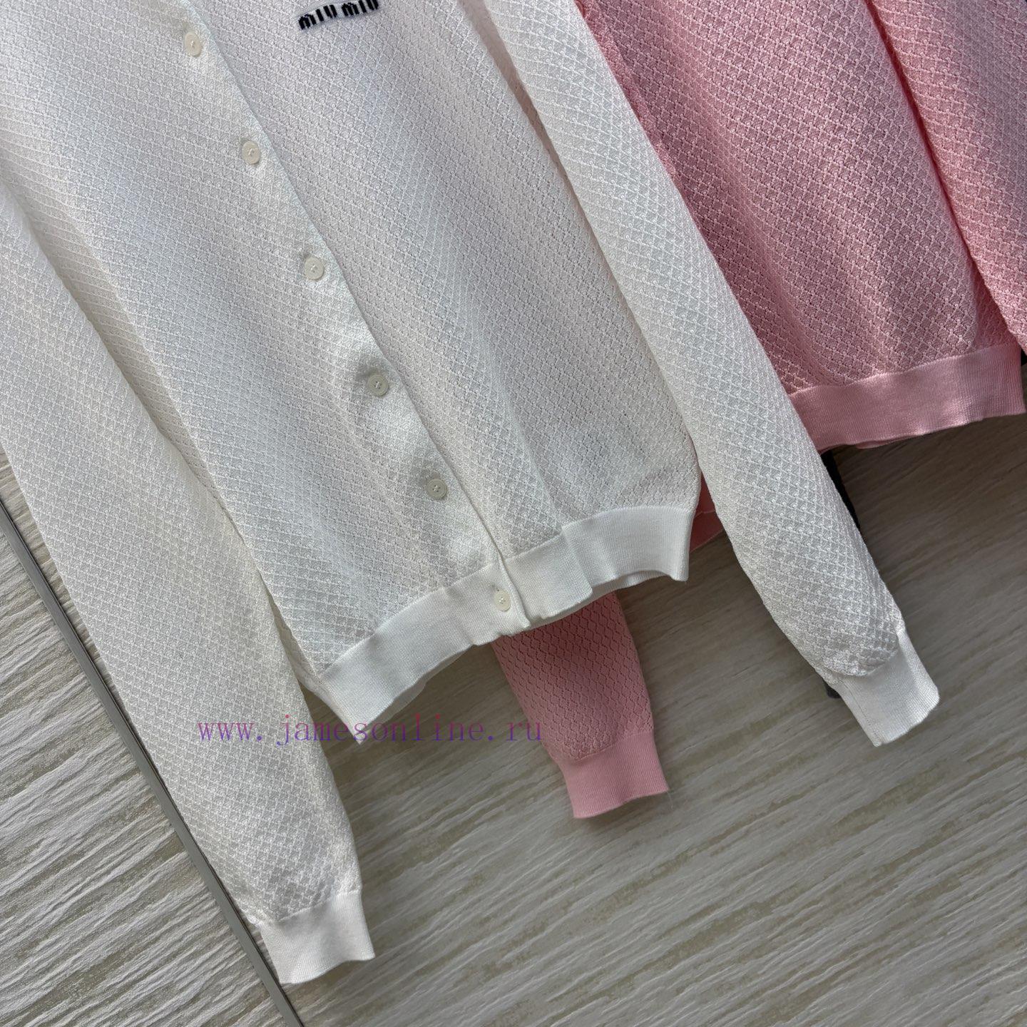 CW77527 Miu Miu Miu Miu 25 Spring/Summer New Hollow Knitted Cardigan Is A Must-have Casual Item sd92vplm - Image 7