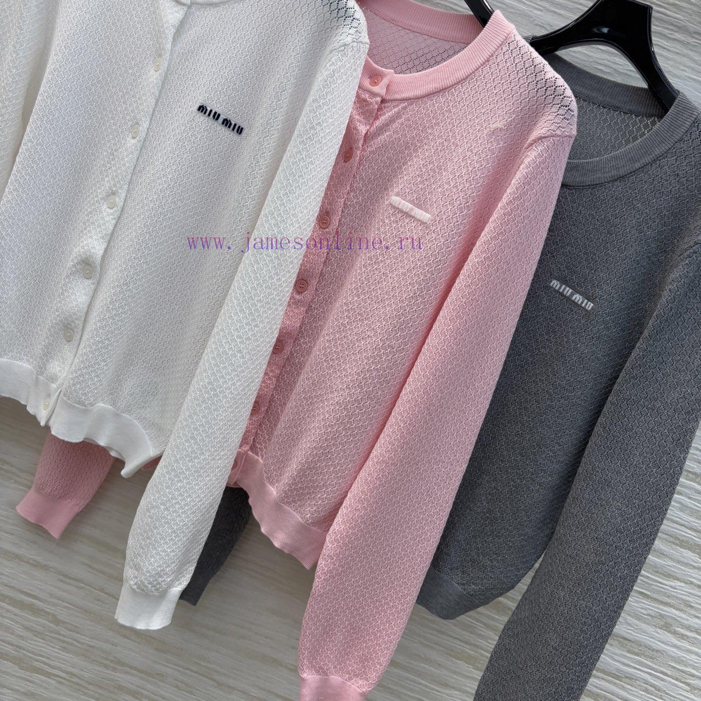 CW77527 Miu Miu Miu Miu 25 Spring/Summer New Hollow Knitted Cardigan Is A Must-have Casual Item sd92vplm - Image 8