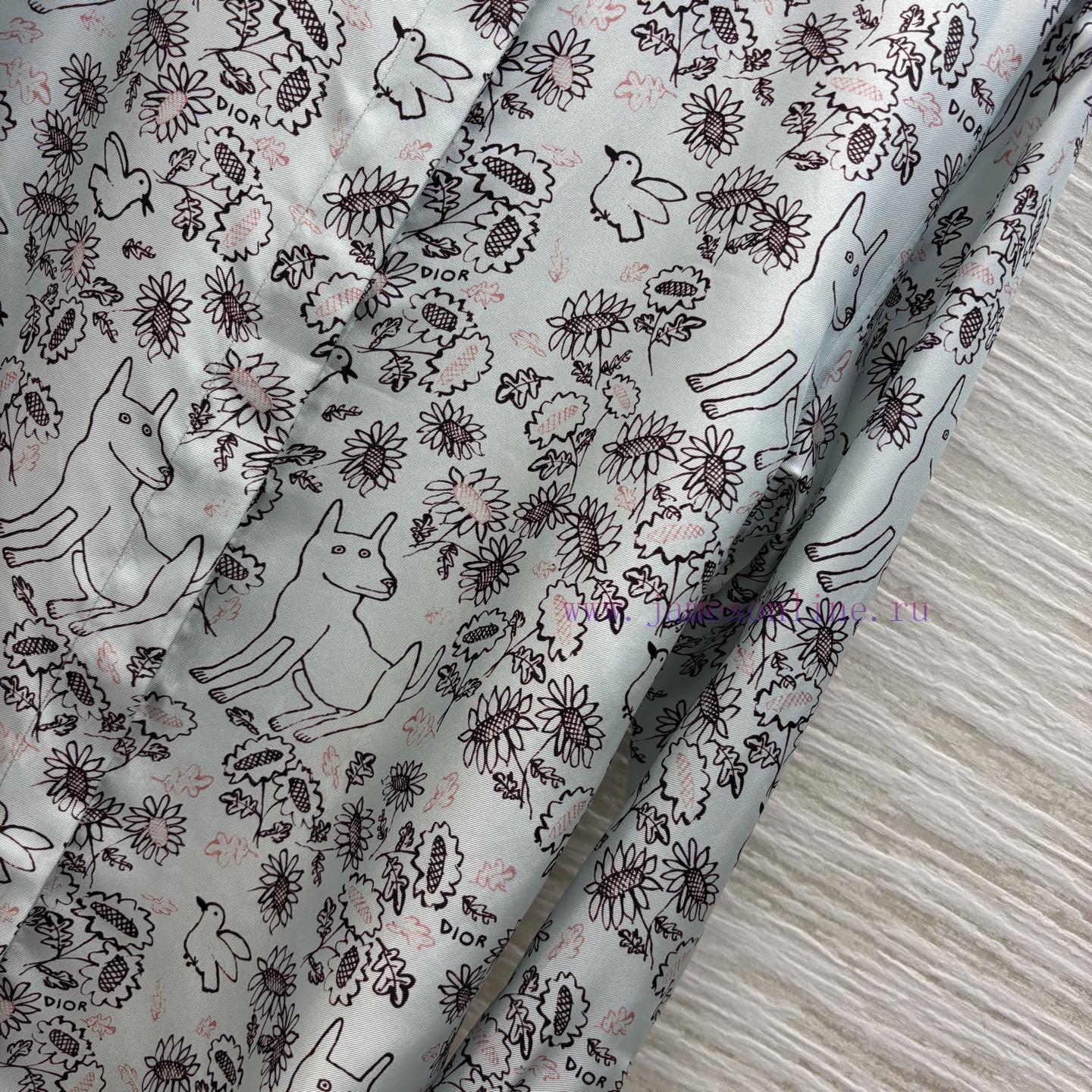 CC77532 Dior 25 Children's Fun Printed Silk Shirt Presents A Hand-painted Flower Bird And Dog P rzfgb1qf - Image 8