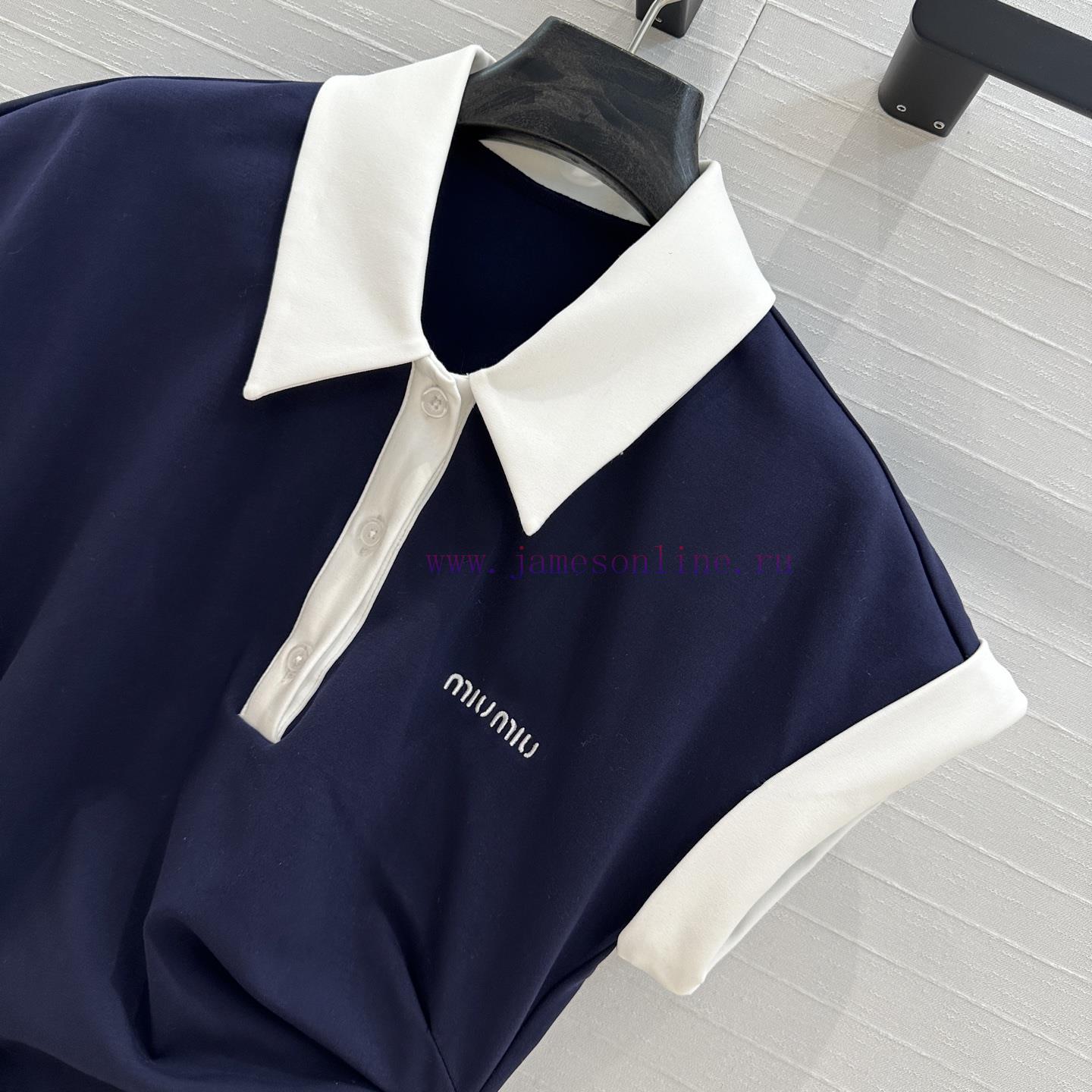 Strongly Recommend BL77536 Miu Collection 25 Spring/Summer New Product Color Contrasting Polo C m6976p6o - Image 5