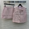 CT77552 Chanel Style 25 Early Spring New Item Socialite Style Woven Set Round Neck Vest+skirt L alr3iq0a