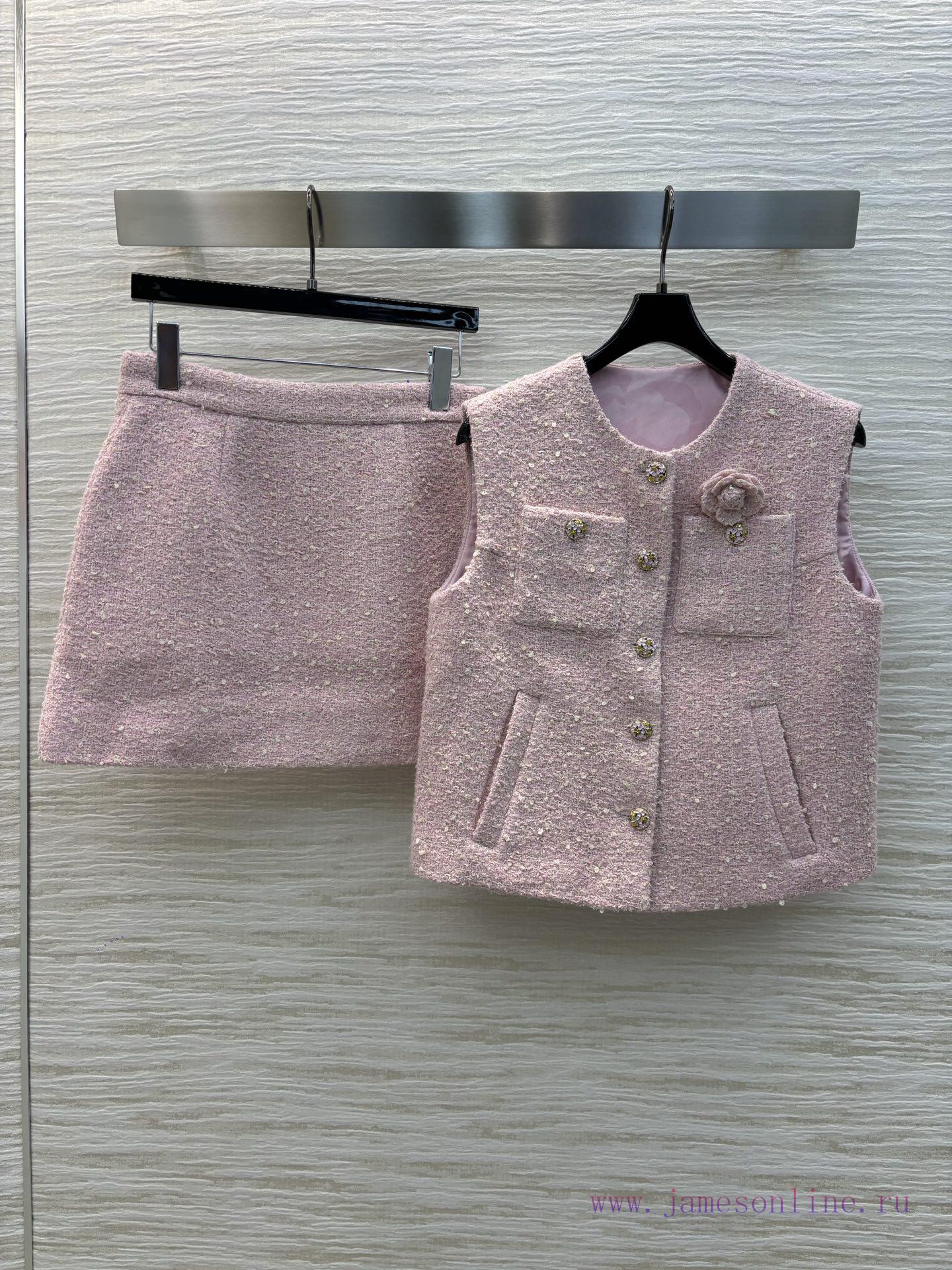 CT77552 Chanel Style 25 Early Spring New Item Socialite Style Woven Set Round Neck Vest+skirt L alr3iq0a - Image 2