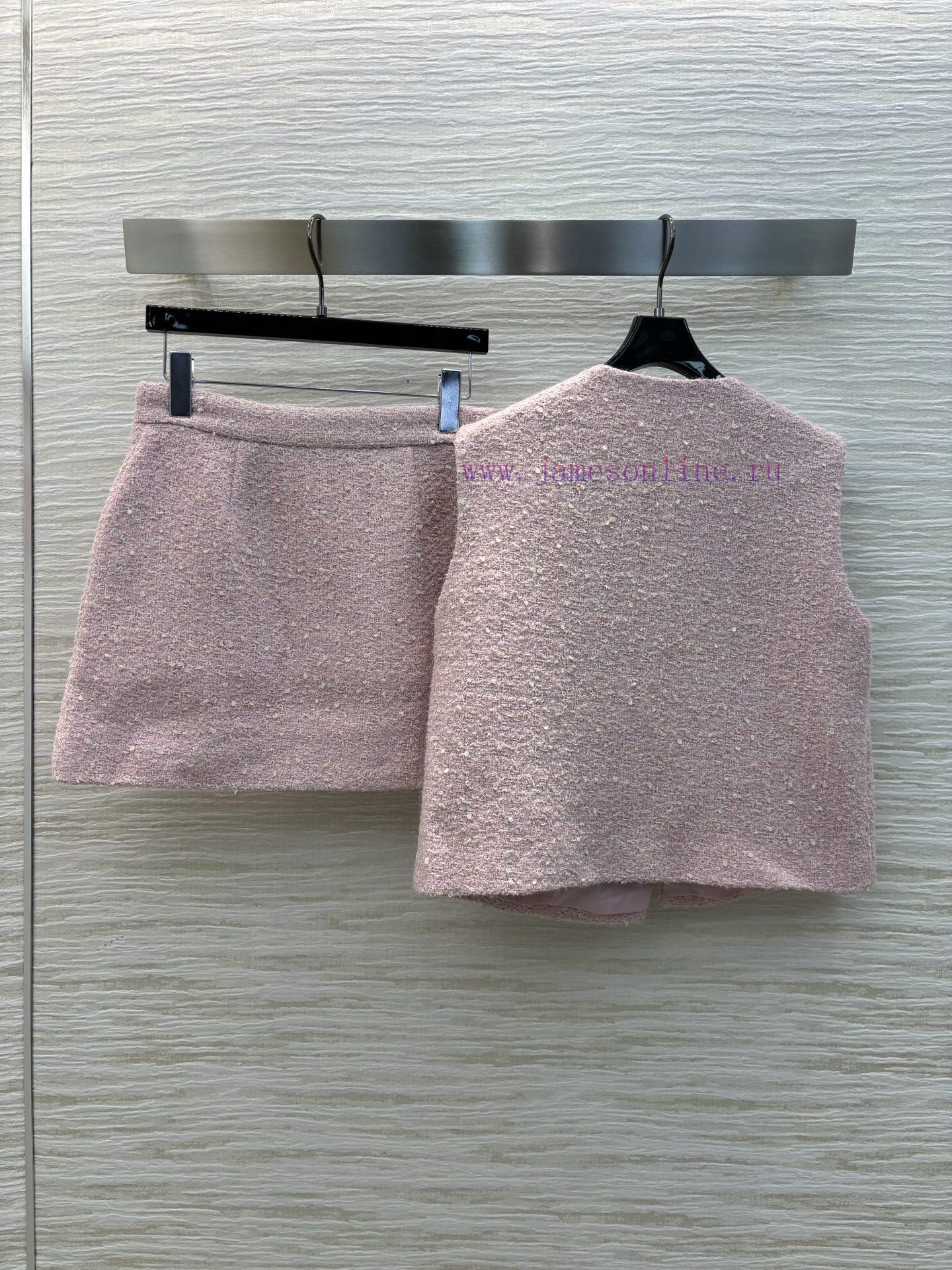 CT77552 Chanel Style 25 Early Spring New Item Socialite Style Woven Set Round Neck Vest+skirt L alr3iq0a - Image 3