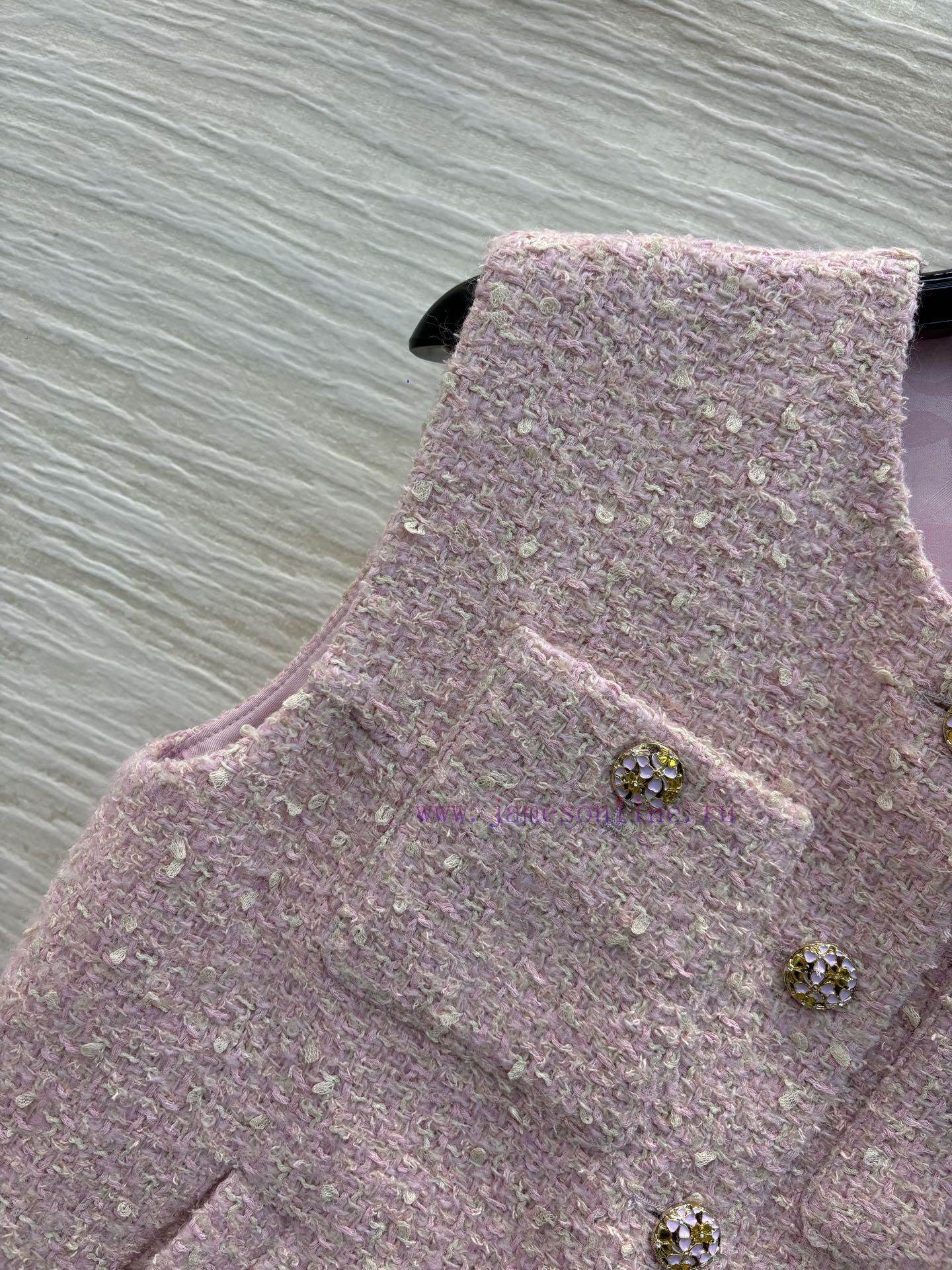 CT77552 Chanel Style 25 Early Spring New Item Socialite Style Woven Set Round Neck Vest+skirt L alr3iq0a - Image 6