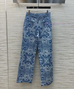 CK77575 Dior 25 Early Spring New Collection Blue And White Porcelain Butterfly Flower Denim Str 8hfwo0rx