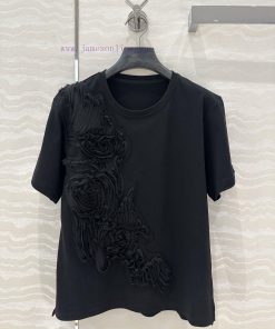 ️ High End AT77582 Long Term Design Sense Mesh Fabric Car Flower Short Sleeved T-shirt Is Made lpup020t